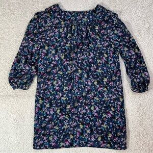 FEI Women's 100% Silk Floral Shift Dress Blue, Purple, Pinks Size 2 Old Money